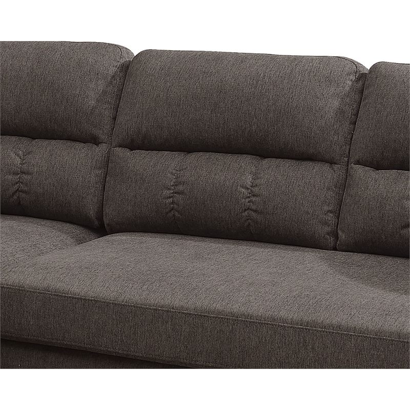 Poundex Furniture Fabric Reversible Sofa Sectional Set in Tan Brown Color