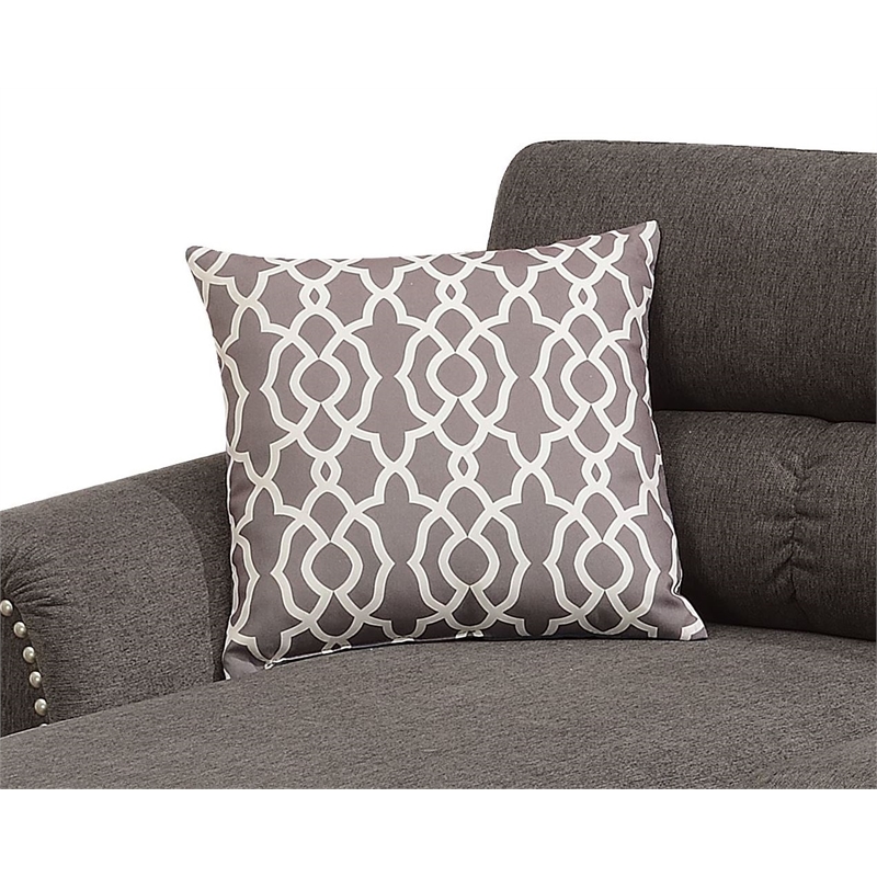 Poundex Furniture Fabric Reversible Sofa Sectional Set in Tan Brown Color