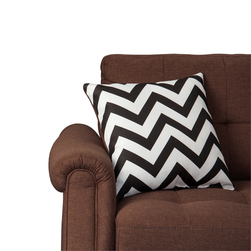 Poundex Furniture Fabric Reversible Sectional Sofa Set in Espresso Color