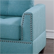 Poundex 3 Piece Fabric Sectional Sofa Set with Ottoman in Blue Gray