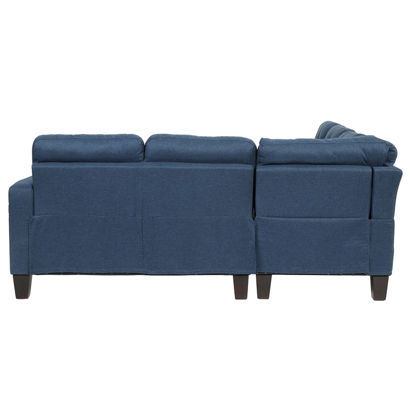 Poundex Furniture 4 Piece Fabric Sectional Sofa Set in Navy Color