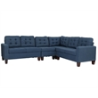 Poundex Furniture 4 Piece Fabric Sectional Sofa Set in Navy Color