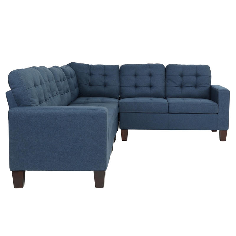 Poundex Furniture 4 Piece Fabric Sectional Sofa Set in Navy Color