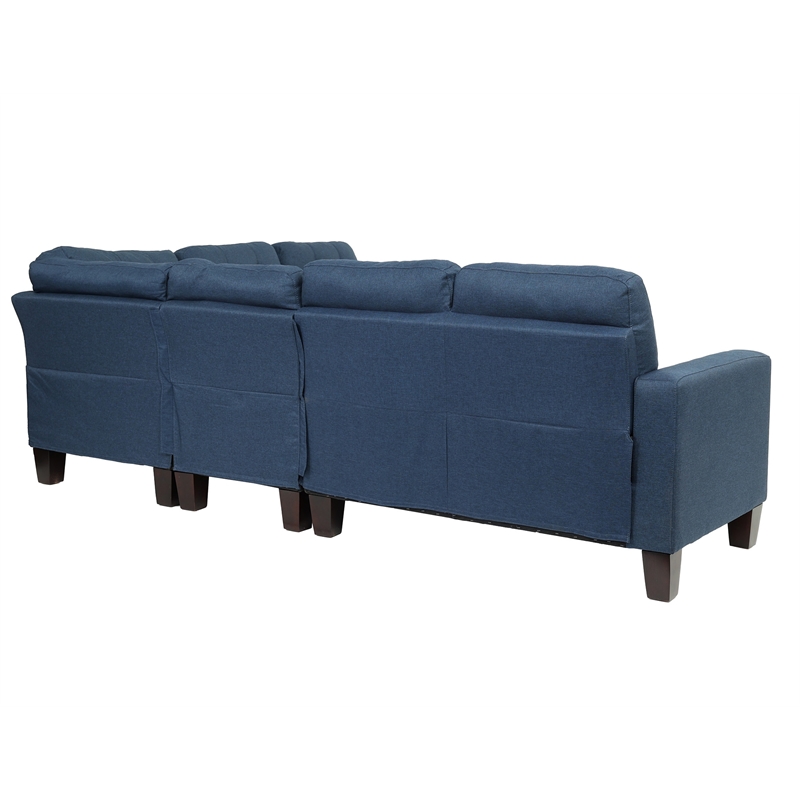Poundex Furniture 4 Piece Fabric Sectional Sofa Set in Navy Color