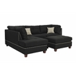 Poundex 3 Piece Fabric Sectional Sofa Set with Ottoman in Black