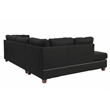 Poundex 3 Piece Fabric Sectional Sofa Set with Ottoman in Black
