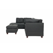 Poundex 3 Piece Fabric Sectional Sofa Set with Ottoman in Blue Gray
