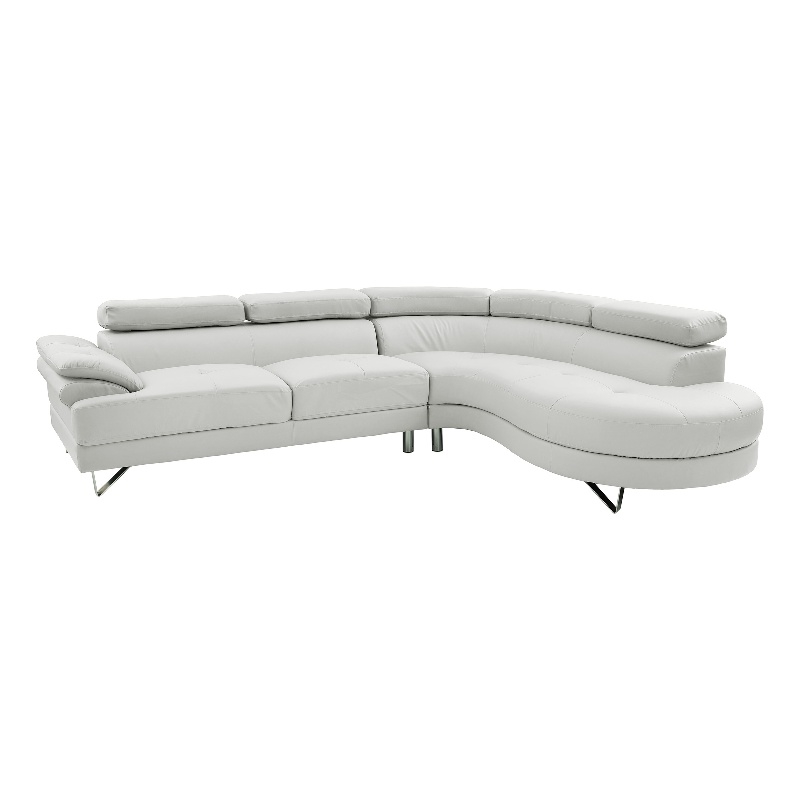 Poundex Furniture 2 Piece Faux Leather Sectional in White Color