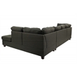 Poundex Furniture 2 Piece Fabric Sectional Sofa Set in Ash Black