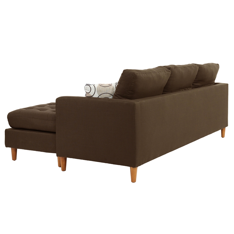 Poundex Furniture 2 Piece Fabric Sectional Sofa Set in Chocolate Finish