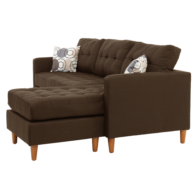 Poundex Furniture 2 Piece Fabric Sectional Sofa Set in Chocolate Finish