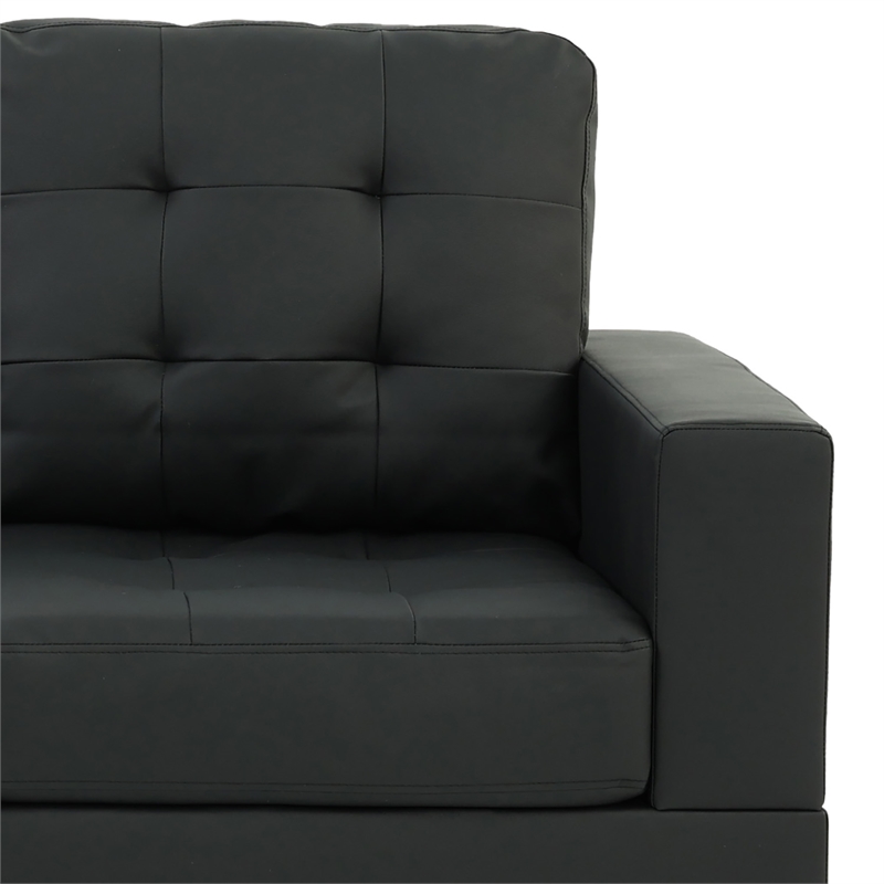 Poundex Furniture 2 Piece Faux Leather Sofa and Loveseat Set in Black Color