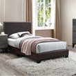 Poundex Furniture Twin Faux Leather Bed Frame with 12 Slats in Brown