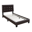 Poundex Furniture Twin Faux Leather Bed Frame with Slats in Brown