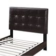 Poundex Furniture Twin Faux Leather Bed Frame with Slats in Brown