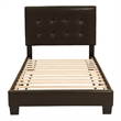 Poundex Furniture Twin Faux Leather Bed Frame with Slats in Brown