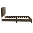 Poundex Furniture Twin Faux Leather Bed Frame with Slats in Brown