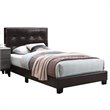 Poundex Furniture Twin Faux Leather Bed Frame with Slats in Brown