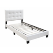 Poundex Furniture Twin Faux Leather Bed Frame with Slats in White