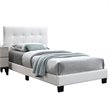 Poundex Furniture Twin Faux Leather Bed Frame with Slats in White