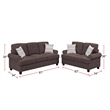 Poundex 2 Piece Chenille Sofa and Loveseat Set with Nailhead Trim in Dark Coffee