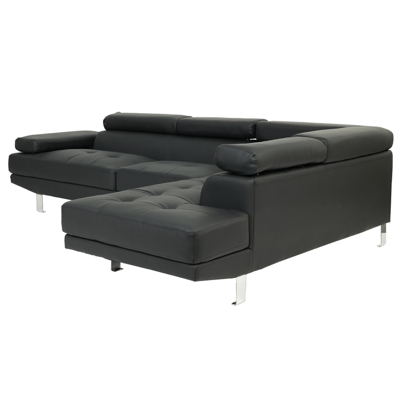 Poundex Furniture 2 Piece Faux Leather Sectional Sofa Set in Black