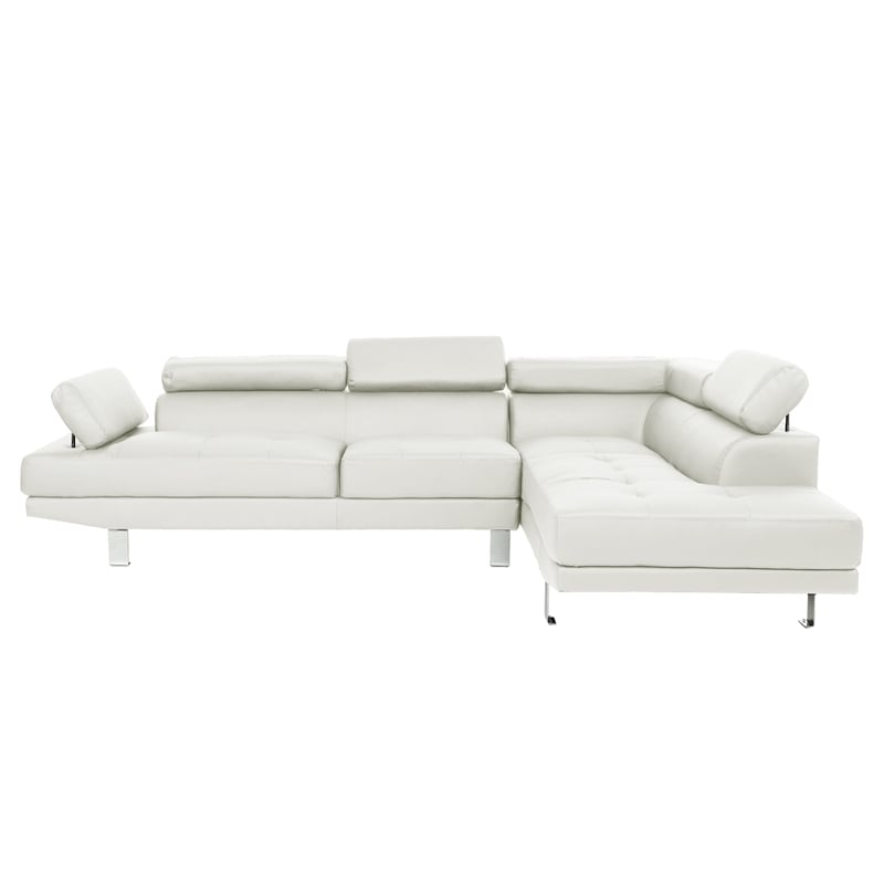 Poundex Furniture 2 Piece Faux Leather Sectional Sofa Set in White