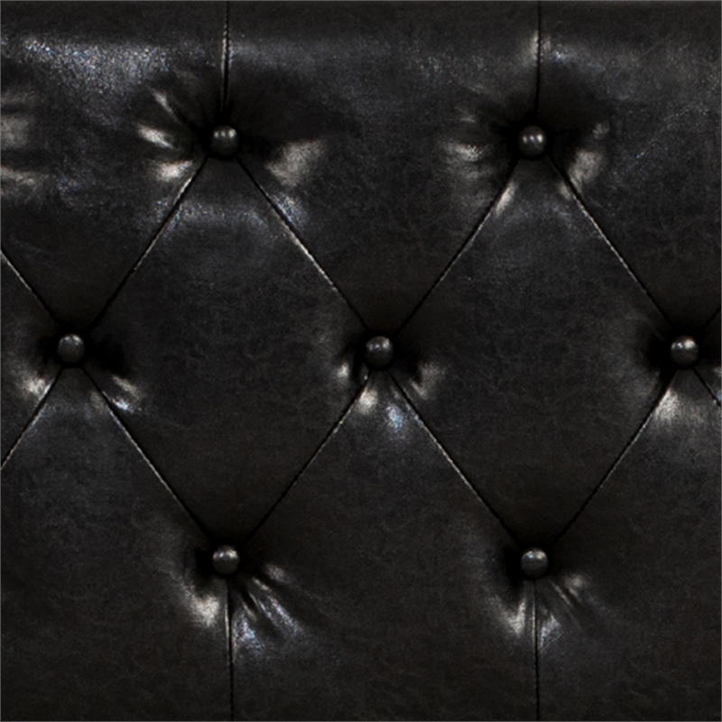 Poundex Furniture Twin Upholstered Bed Frame with Slats in Black Faux Leather