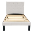 Poundex Furniture Twin Upholstered Bed Frame with Slats in White Faux Leather