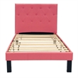 Poundex Furniture Twin Upholstered Bed Frame with Slats in Pink Faux Leather