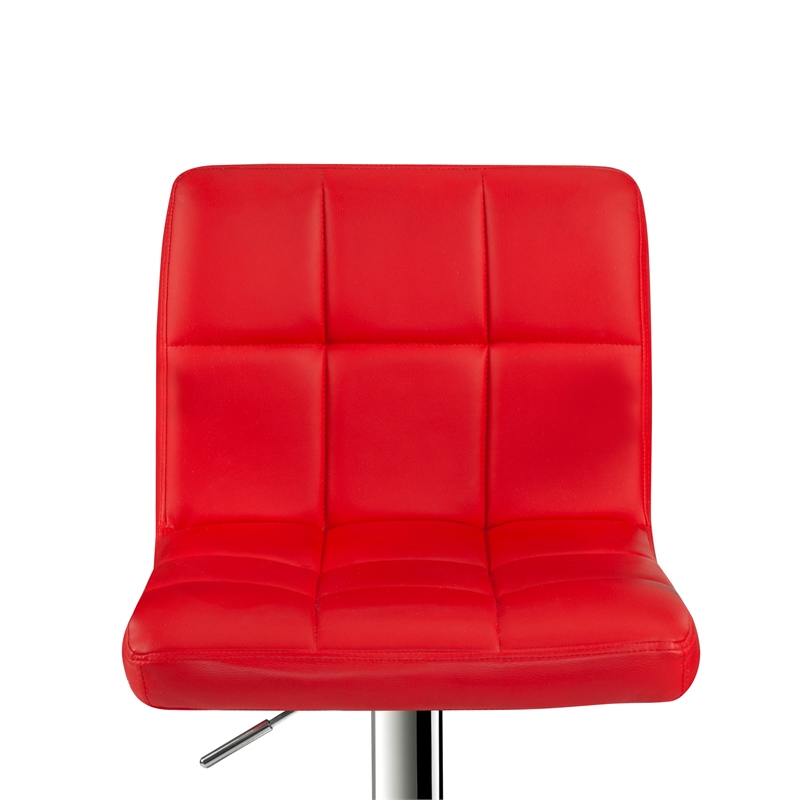 Poundex Adjustable Height & Swivel Barstool in Red Faux Leather (Set of 2)