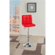 Poundex Adjustable Height & Swivel Barstool in Red Faux Leather (Set of 2)