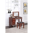 Poundex Wooden Makeup Vanity Set with Lift-up Mirror and Stool - Cherry