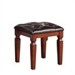 Poundex Wooden Makeup Vanity Set with Tri-fold Mirror and Stool - Cherry