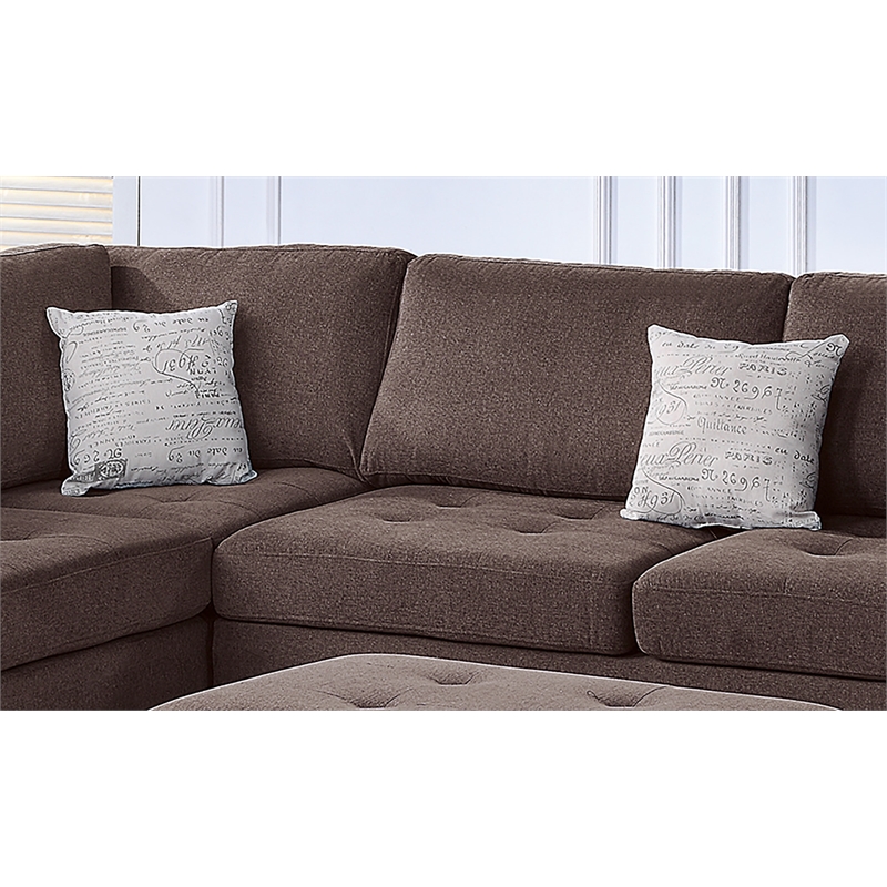 Poundex Furniture Chenille 3-Pc Sectional in Chocolate Color