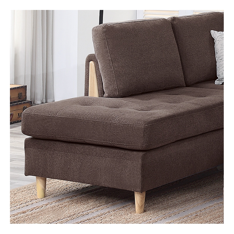 Poundex Furniture Chenille 3-Pc Sectional in Chocolate Color