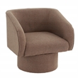Poundex Round Base Swivel Fabric Accent Chair in Light Coffee color