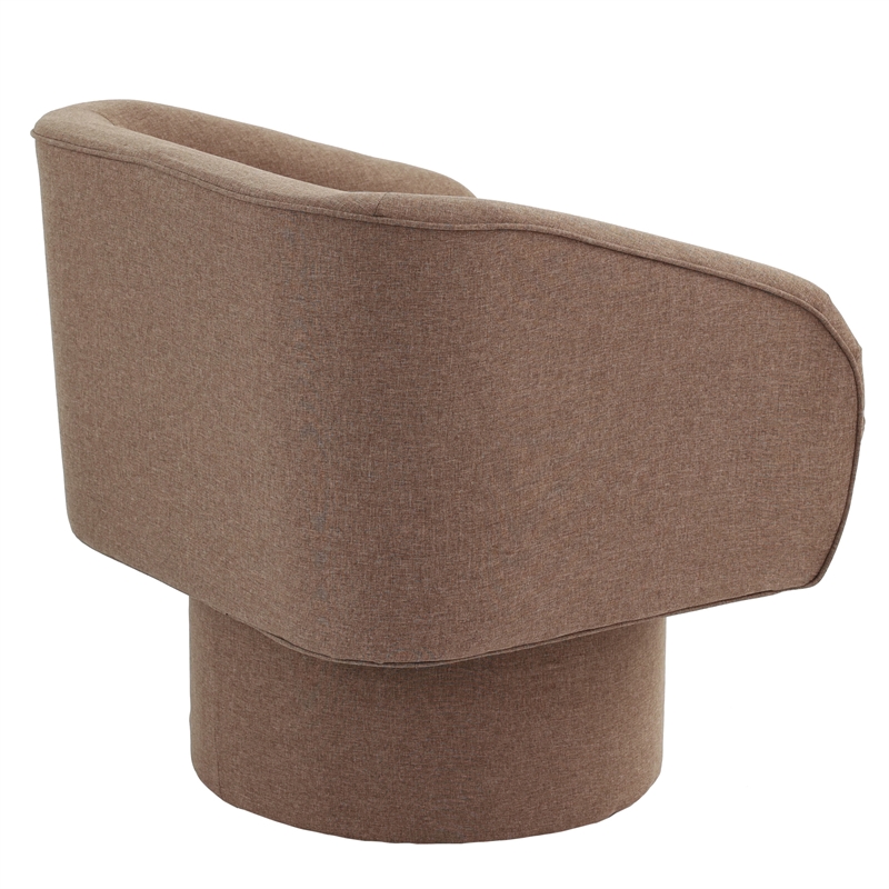 Poundex Round Base Swivel Fabric Accent Chair in Light Coffee color