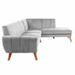 Poundex 2-Piece Velvet Sectional Sofa with Curved Armrest in Light Gray