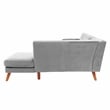 Poundex 2-Piece Velvet Sectional Sofa with Curved Armrest in Light Gray