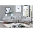 Poundex 2-Piece Velvet Sectional Sofa with Curved Armrest in Light Gray
