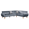 Poundex 2-Piece Upholstered Velvet Sectional Sofa in Dark Gray
