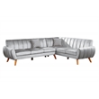 Poundex 2-Piece Upholstered Velvet Sectional Sofa in Light Gray