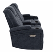 Poundex Furniture Breathable Leatherette Loveseat Recliner in Ink Blue