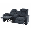 Poundex Furniture Breathable Leatherette Loveseat Recliner in Ink Blue