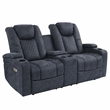 Poundex Furniture Breathable Leatherette Loveseat Recliner in Ink Blue