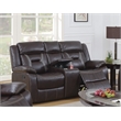Poundex Furniture Gel Leatherette Loveseat Recliner in Dark Brown