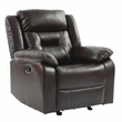 Poundex Furniture Manual Singl Seat Gel Leatherette Recliner in Dark Brown