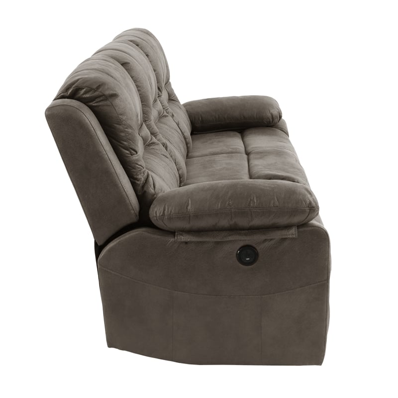 Poundex  Furniture  Breathable  Leatherette  Sofa  in  Slate Blue