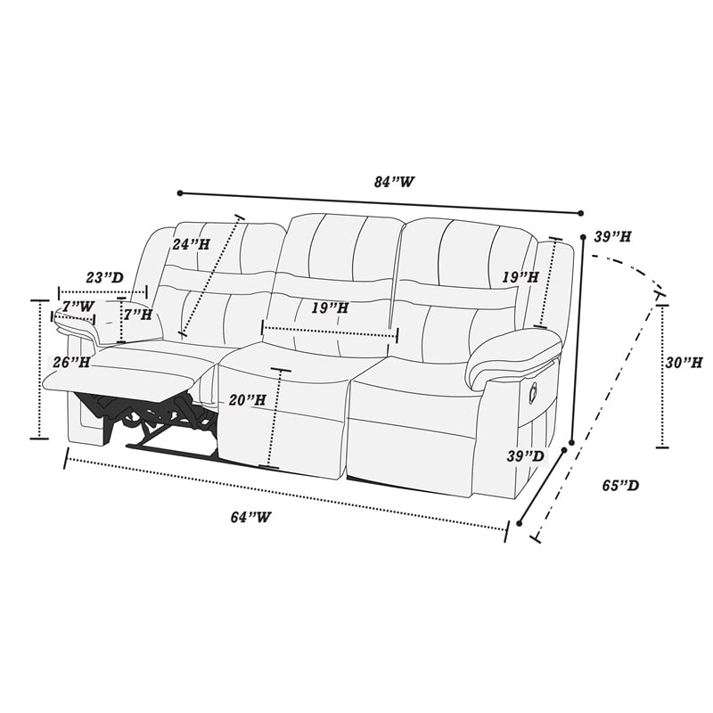 Poundex  Furniture  Breathable  Leatherette  Sofa  in  Slate Blue